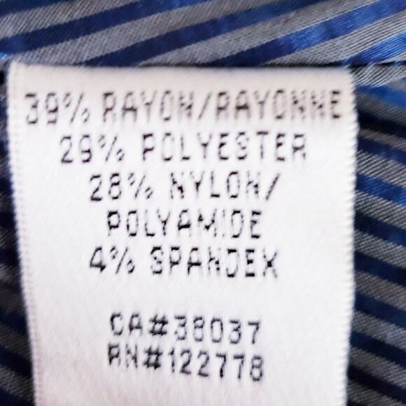 PULI - Blue Tuxedo Stripe Wrap Long Sleeve Blouse, Formal‎  Size US 10 Eur 40 - Picture 6 of 7